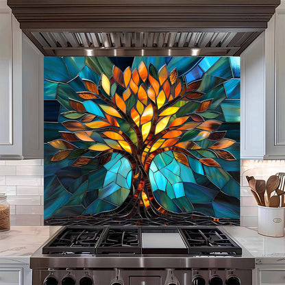 Stained Glow Glass Backsplash – Tree of Life Kitchen Backsplash