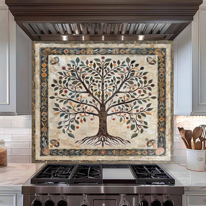 Rooted Bloom Tempered Glass Backsplash –  Tree of Life Kitchen Backsplash