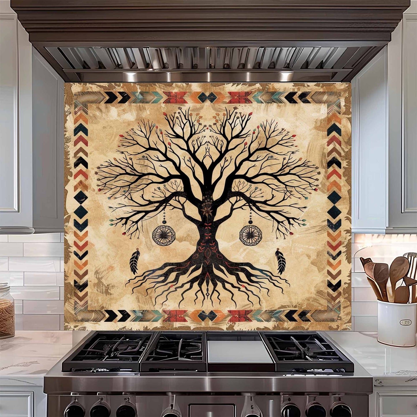 Mystic Dream Kitchen Backsplash – Tree of Life Glass Backsplash for Stove