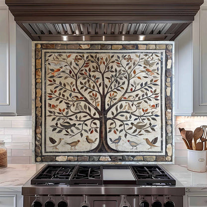 Bird Harmony Tempered Glass Backsplash –  Tree of Life Kitchen Backsplash