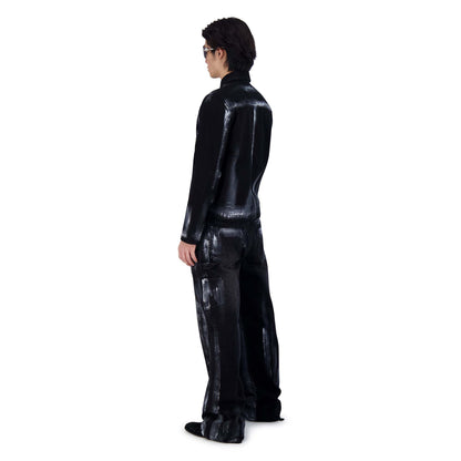 COATING DENIM PANTS BLK/SIL