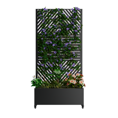 Metal Planter Box with Trellis, 73'x35'x16 Raised Garden Bed