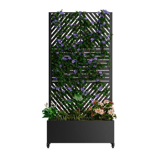 Metal Planter Box with Trellis, 73'x35'x16 Raised Garden Bed