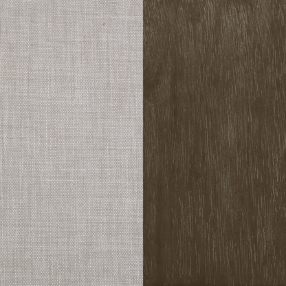 Beige and Natural Removable Back Accent Chair with Faux Linen Fabric and Wood Frame