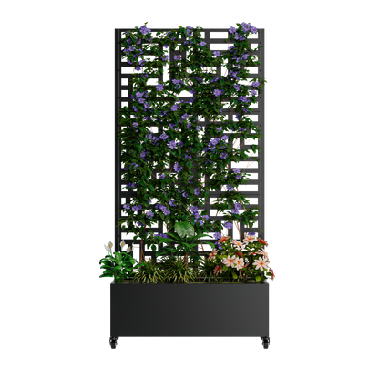 Metal Planter Box with Trellis, 73"x35"x16" Raised Garden Bed