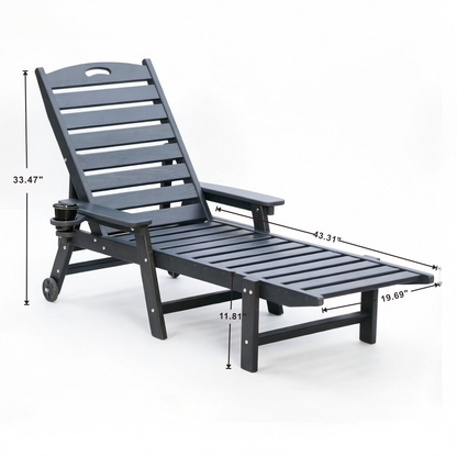 HDPE Chaise Lounge Chair Outdoor with Adjustable Backrest