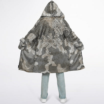 Past and Future Cuddle Coat | Unisex Minky Sherpa Lined Coat with Hood, Zipper and Pockets | Women and Mens Festival Coat | Mountain Fashion