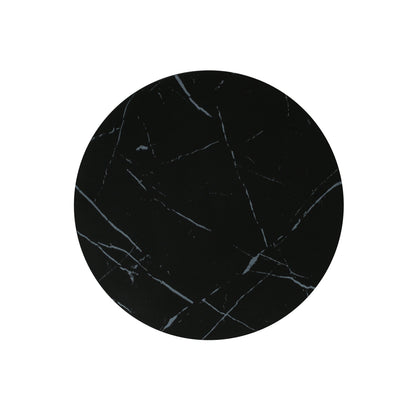 Contemporary Outdoor Lightweight Concrete MGO Side/End Table with Black Marble Finish