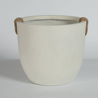 Round Concrete Planter Set of 2, Large Handmade Off White Pots