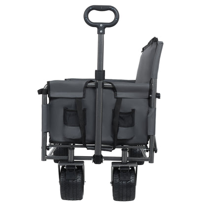 3-in-1 Convertible Folding Wagon Cart with Bench Seat & Storage