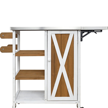 Foldable Outdoor Kitchen Island Patio Prep Station