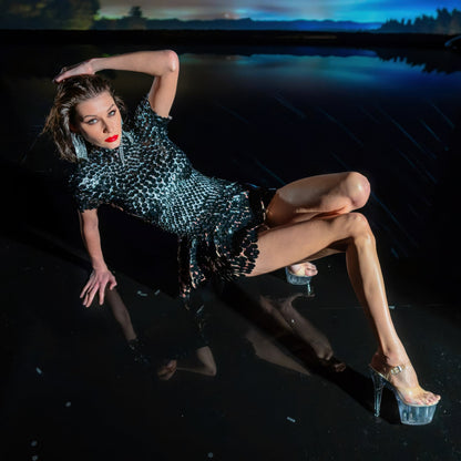 Helen Black Sequin Mini Dress | Metallic Mermaid Seashell Festival &amp; Party Outfit – Manifestie
