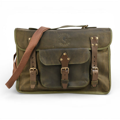 Bovine Leather Briefcase - Olive