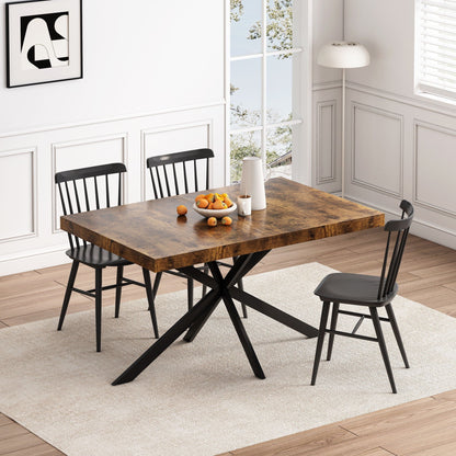 Retro Rectangular Stretch Dining Table With Embossed Center Plate