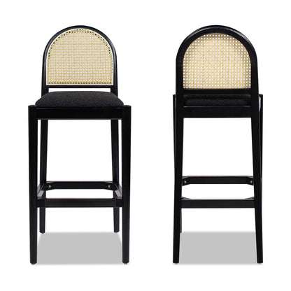 Arlin Upholstered Stool with Curved Back and Footrest - Set of 2