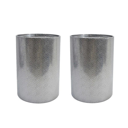 Modern Round Accent Table With Hammered Surface