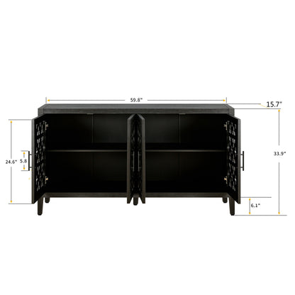 Hollow Four Door Antique Cabinet, American Country Style
