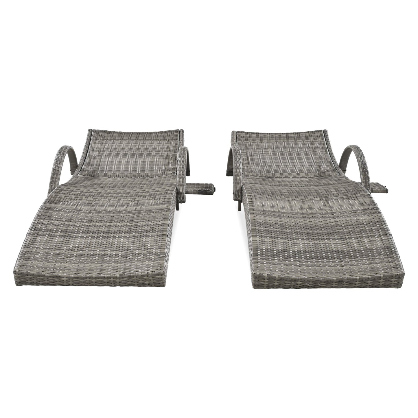 K&K 80" Outdoor Wicker Chaise Lounge Chairs Set of 2