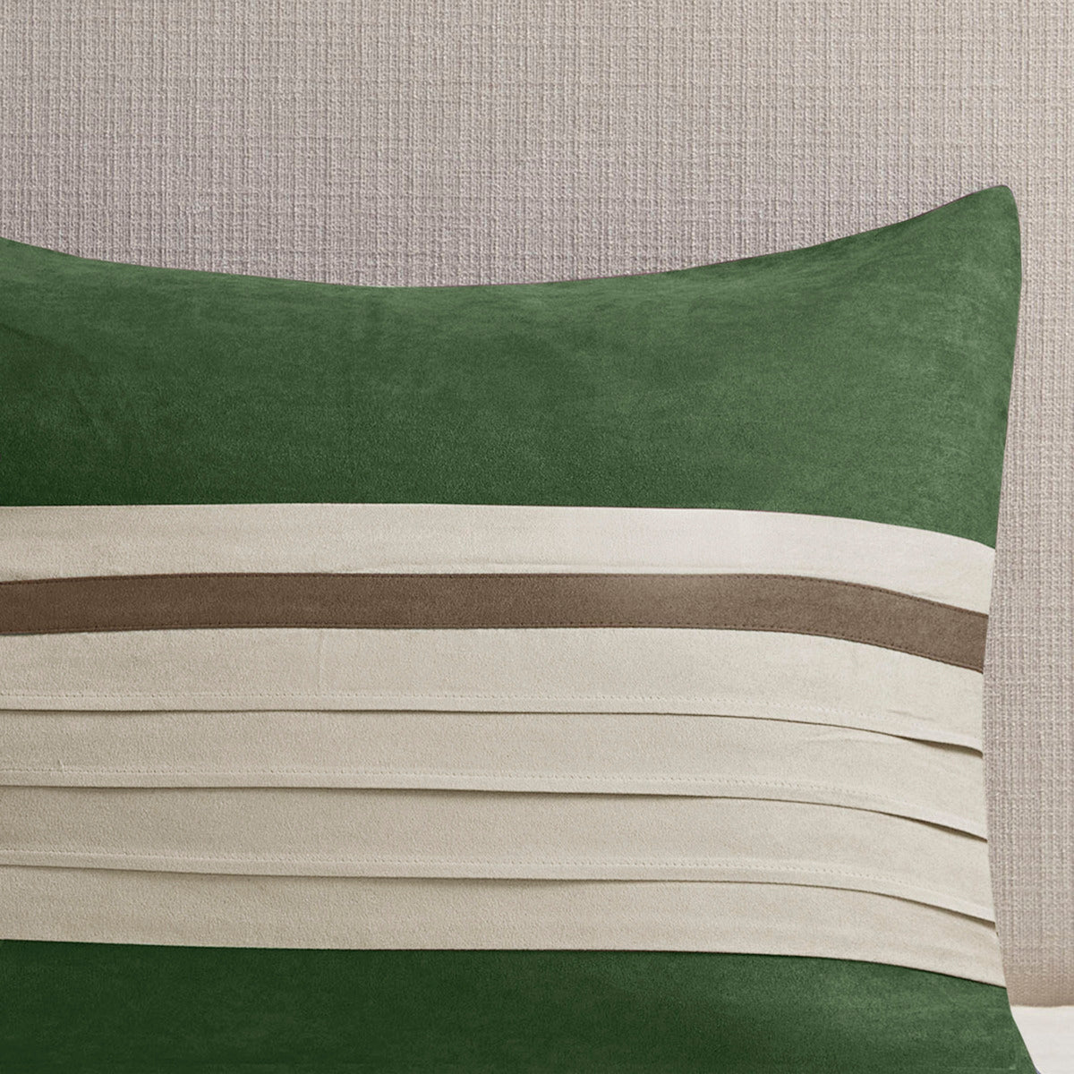7 PC Faux Suede Comforter Set Green Queen