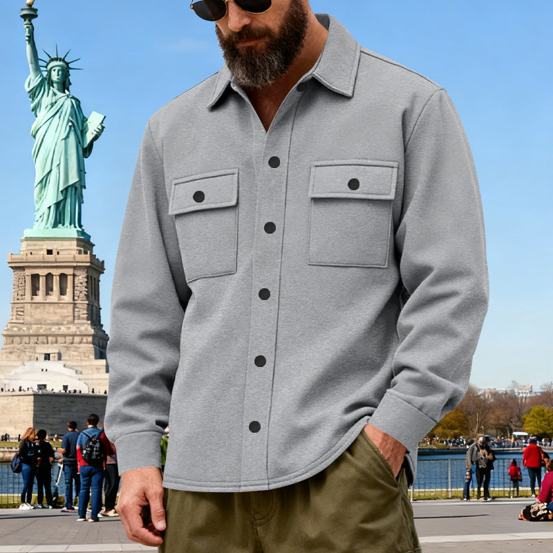 American Heavyweight Loose Fleece-lined Men's Outdoor Workwear Warm Jacket