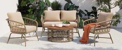 Bohemia-Inspired 4-Person Outdoor Seating Group With Removable Cushions