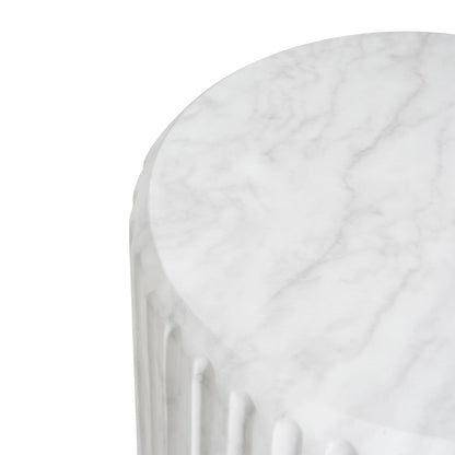 Outdoor Cicci Carved Side Table, White