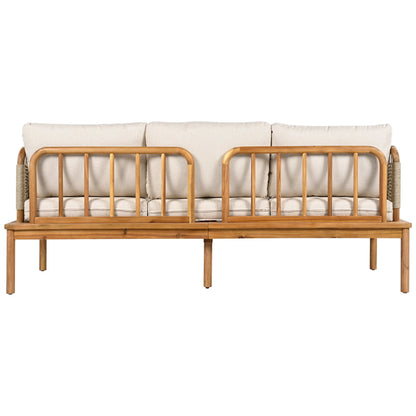 Outdoor 4-piece Acacia Wood and Rope Patio Sofa Set