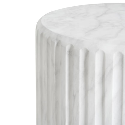 Outdoor Cicci Carved Side Table, White