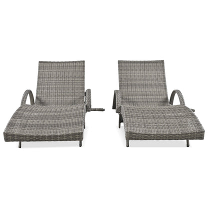 K&K 80" Outdoor Wicker Chaise Lounge Chairs Set of 2