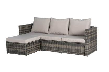 2 Pieces Patio Furniture Set with Woven Sectional and Ottoman