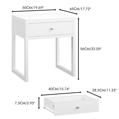Nightstand With Drawer - Minimalist White Bedside Table