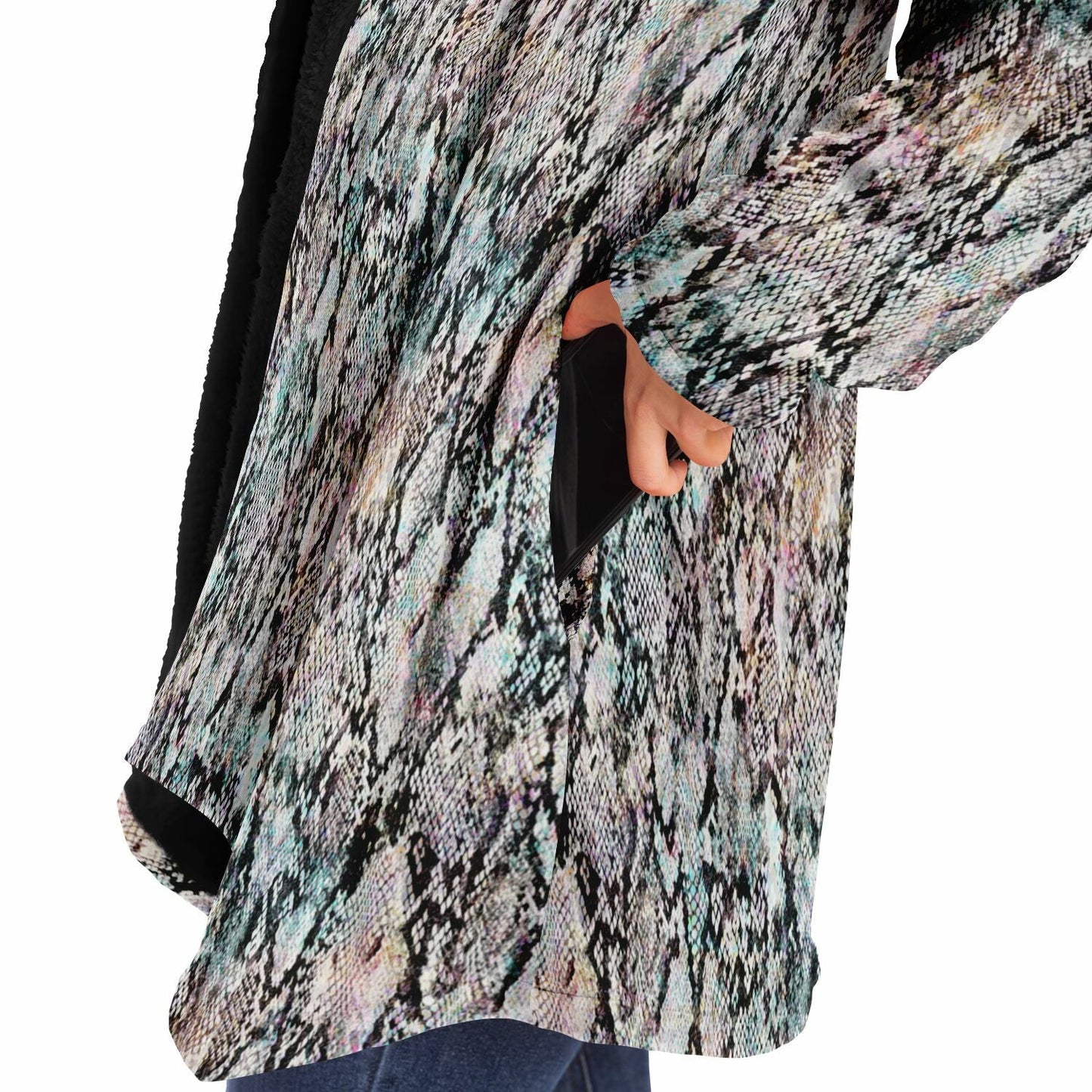 Prism Python Cuddle Cloak | Unisex Minky Sherpa Hooded Coat | Women and Mens Festival Coat | Mountain Fashion