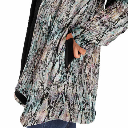 Prism Python Cuddle Cloak | Unisex Minky Sherpa Hooded Coat | Women and Mens Festival Coat | Mountain Fashion