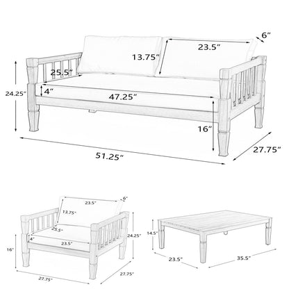 4-Piece Patio Furniture Set with Coffee Table and Cushions