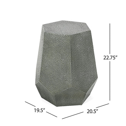 Modern Hammered Iron Geometric End Table
