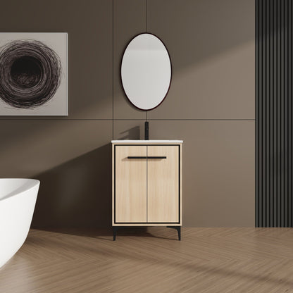 Modern Bathroom Vanity Base with Basin and Storage Cabinet