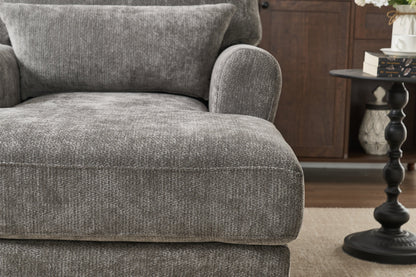 Modern Grey Upholstered Chaise Lounge Sofa Recliner