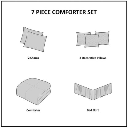7 Piece Faux Suede Comforter Set Purple Queen