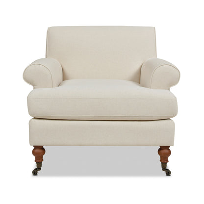 Alana 38' Lawson Accent Arm Chair Metal Casters, Light Beige Linen