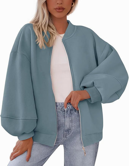 Zip Sweatshirt Jacket Casual Long Sleeve Pilot Coat