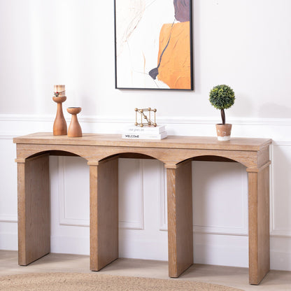 Rustic Archway Console Table – 60" Long Entryway Table with Decorative Arched Legs
