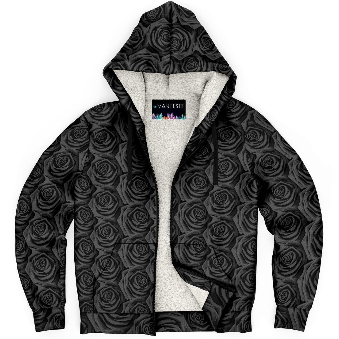 BLACK ROSES Premium Sherpa Lined ZIP HOODIE