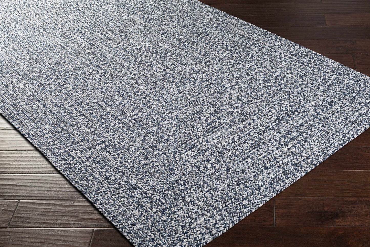 Blue Braided Faux Jute Outdoor Rug