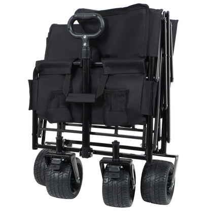 3-in-1 Convertible Folding Wagon Cart with Bench Seat & Storage