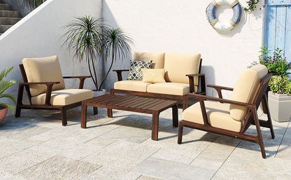 4 Pieces Outdoor Sofa Set with Cushions and Coffee Table