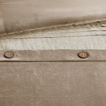 7 Piece Faux Suede Comforter Set Tan King