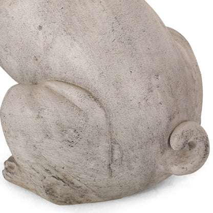 Dog Garden Sculpture, Outdoor French Bulldog Garden Statue, Rustic White