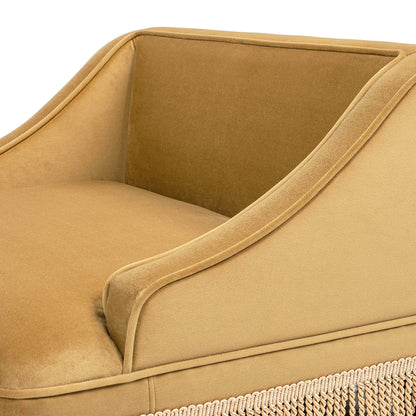 Duchess 33' Medium Princess Pet Bed Sofa with Fringe Skirt, Gold Yellow Performance Velvet