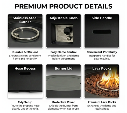 40' Round Outdoor Propane Fire Pit Table