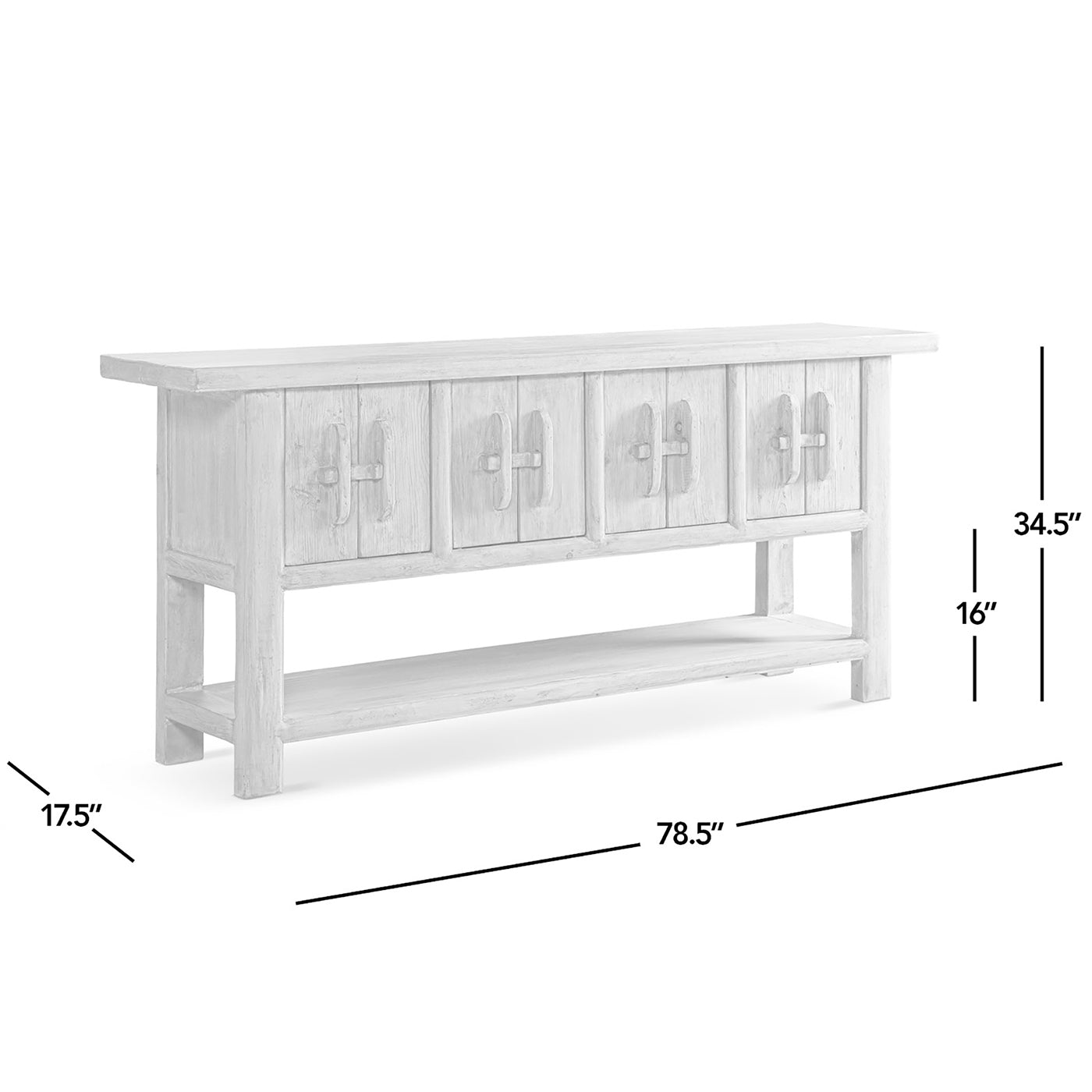 Rowan 60' Solid Reclaimed Pine Sideboard with Lower Shelf Heritage Light Natural Brown